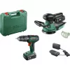 Bosch DIY set UniversalImpact 18V + AdvancedOrbit 18V, 2x 2.0Ah Li-Ion baterija, akumulatorski udarni vrtalnik + akumulatorski ekscentrični brusilnik, zelen (06039D410A)