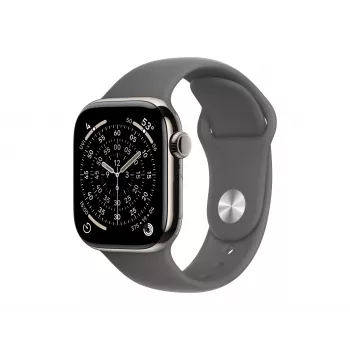 Apple Watch Series 11 GPS + Cellular 42 mm ohišje iz titana naravno s športnim pasom siv – S/M