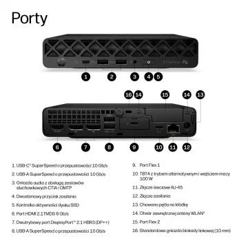 HP 8G2i mini računalnik - Intel Core Ultra 7 356H, 16GB RAM, 512GB SSD, Windows 11 Pro