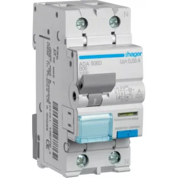 Hager ADA506D FI/LS stikalo 1P+N, 10 kA, B6 A, 30 mA