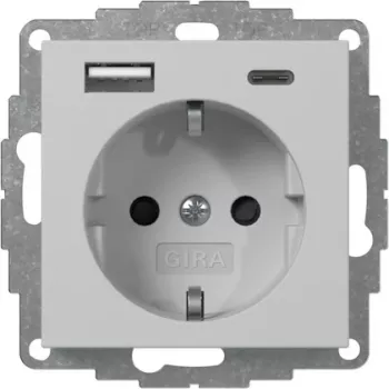 Gira vtičnica z USB, siva (2459015)