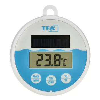 TFA Dostmann digitalni solarni termometer za bazen, belo-turkizen, 30.1068.02