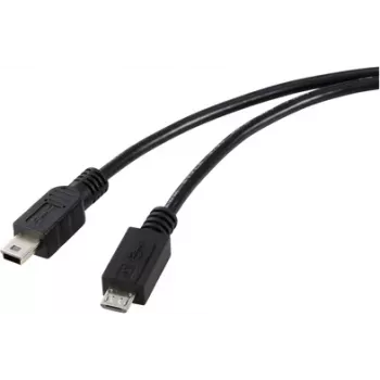 Renkforce kabel USB 2.0 Micro-USB na Mini-USB, 0,5 m, črn