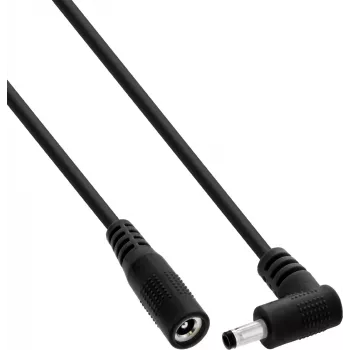 InLine® DC podaljševalni kabel, kotni vtič, 4,0 x 1,7 mm, črn, 0,5 m