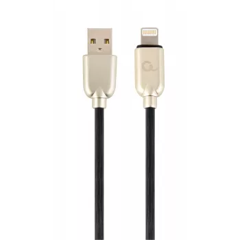 Gembird USB 2.0 kabel USB-A vtič na Lightning vtič, gumijasto opleten, 1 m, črn (CC-USB2R-AMLM-1M)