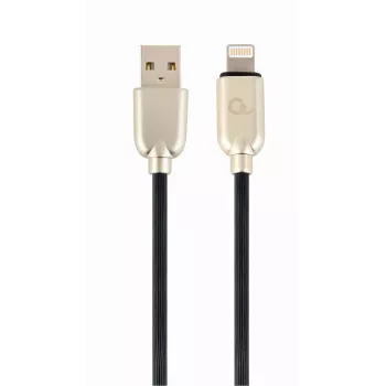 Gembird USB 2.0 kabel USB-A vtič na Lightning vtič, gumijasto opleten, 1 m, črn (CC-USB2R-AMLM-1M)