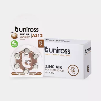 Uniross A312 gumbaste baterije za slušne aparate 148mAh, 6 kosov