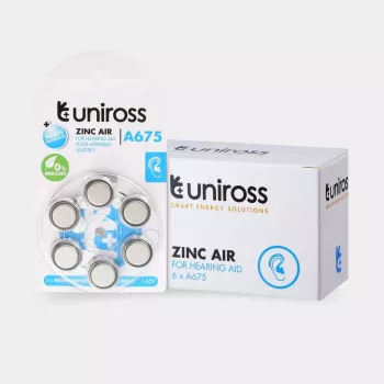 Uniross A675 gumbaste baterije za slušne aparate 540mAh, 6 kosov