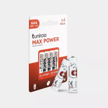 Uniross Max Power alkalne baterije AAA / LR03 1300mAh, 4 kosi