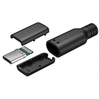Goobay USB-C vtič, spajkalna različica, črn - 15 W, 3 A