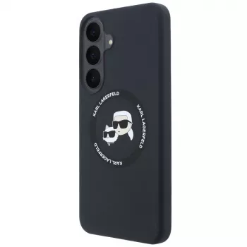 Ovitek Karl Lagerfeld Silikon Karl&Choupette Heads MagSafe za Samsung Galaxy S26 FE, črn