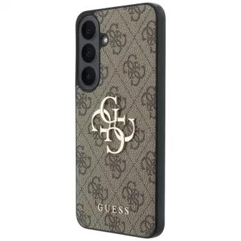 Ovitek Guess Leather 4G Metal Logo za Samsung Galaxy S26 FE, rjav