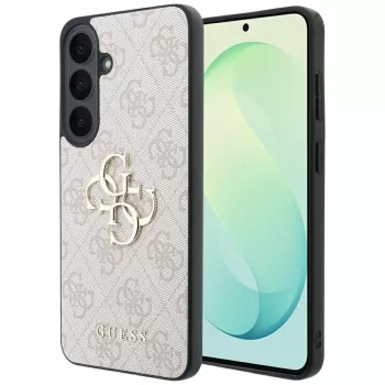 Ovitek Guess Leather 4G Metal Logo za Samsung Galaxy S26 FE, roza