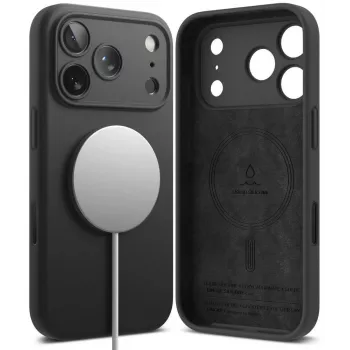 Ringke silikonski magnetni ovitek MagSafe za iPhone 18 Pro Max, črn