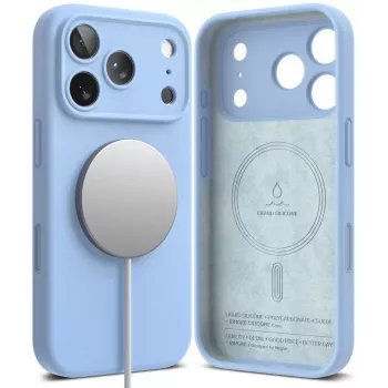 Ringke silikonski magnetni ovitek MagSafe za iPhone 18 Pro Max, svetlo moder