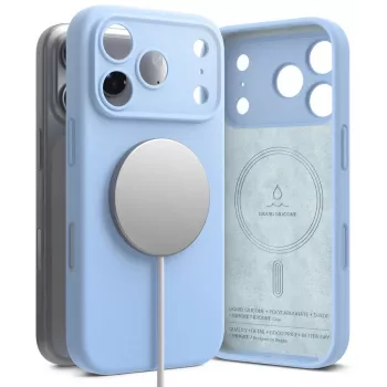 Ringke silikonski magnetni ovitek MagSafe za iPhone 18 Pro, svetlo moder