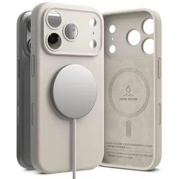 Ringke silikonski magnetni ovitek MagSafe za iPhone 18 Pro, Stone