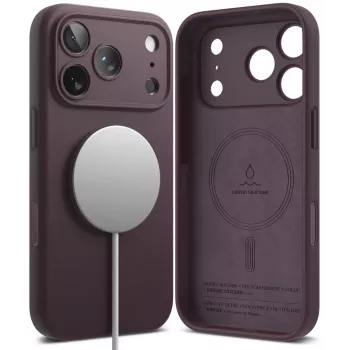 Ringke silikonski magnetni ovitek MagSafe za iPhone 18 Pro, bordo rdeč