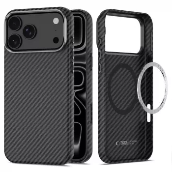 Tech-Protect Ion Carbon Magsafe ovitek za iPhone 17 Pro Max / 18 Pro Max, črn/srebrn