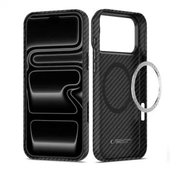 Tech-Protect Ion Carbon Magsafe ovitek za iPhone 17 Pro Max / 18 Pro Max, črn/srebrn
