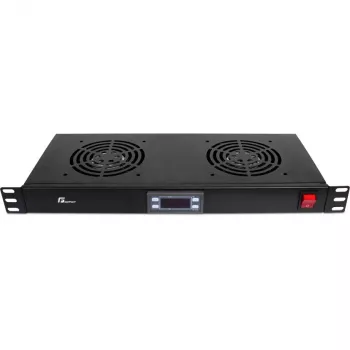 Getfort 1U rack ventilator panel z 2 ventilatorjema in termostatom (GF-FAN2TR)