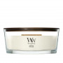 WoodWick White Teak sveča Ellipse, 453,6 g