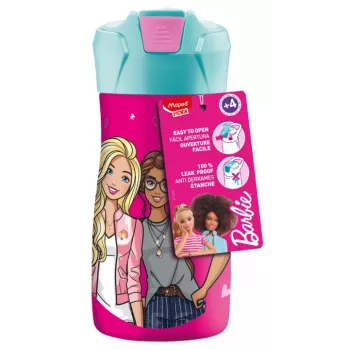 Maped PICNIK otroška steklenička Barbie, 0,43 l, telo iz nerjavnega jekla z motivom Barbie, s slamico