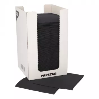 PAPSTAR koktajl prtički PUNTO, 200 x 200 mm, črn tissue, 2-slojni, 1/4 pregib, z Dot on Dot Micro