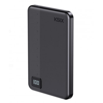 Ksix powerbank Magslim 5000 mAh, magnetni, USB-C PD 20W, digitalni zaslon, črn