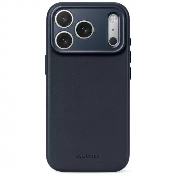 Decoded Leather Backcover – usnjen ovitek za iPhone 18 Pro / 17 Pro, združljiv z MagSafe (polnočni)