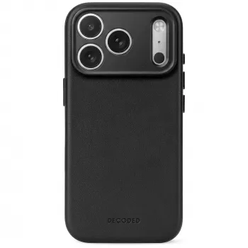 Decoded Leather Backcover – usnjen ovitek za iPhone 18 Pro / 17 Pro, združljiv z MagSafe (črn)
