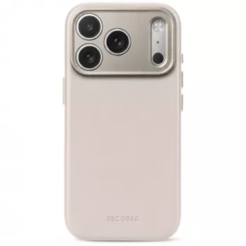 Decoded Leather Backcover – usnjen ovitek za iPhone 18 Pro / 17 Pro, združljiv z MagSafe (taupe)