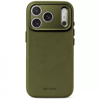 Decoded Leather Backcover – usnjen ovitek za iPhone 18 Pro Max / 17 Pro Max, združljiv z MagSafe (mahovno zelena)