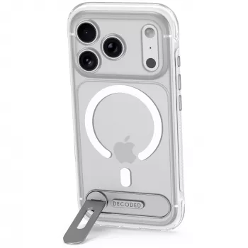 Decoded AntiMicrobial Hybrid Stand Backcover – ovitek s stojalom za iPhone 18 Pro Max / 17 Pro Max, združljiv z MagSafe (frosted white)