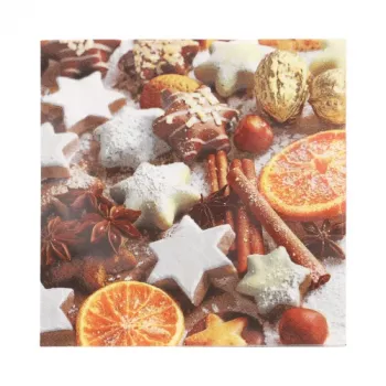 PAPSTAR božični prtički »Cinnamon Stars« 330 x 330 mm, potiskani, 1/4 pregib, 3-slojni