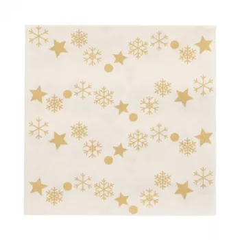 PAPSTAR božični prtički »Golden Snowflakes« 330 x 330 mm, potiskani, 1/4 pregib, 3-slojni