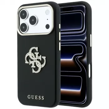 Guess ovitek Smooth & Big Strass Logo za iPhone 18 Pro / 17 Pro, črn