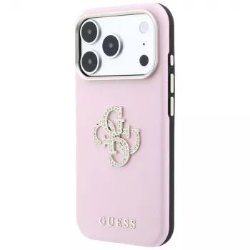 Guess ovitek Smooth & Big Strass Logo za iPhone 18 Pro / 17 Pro, roza