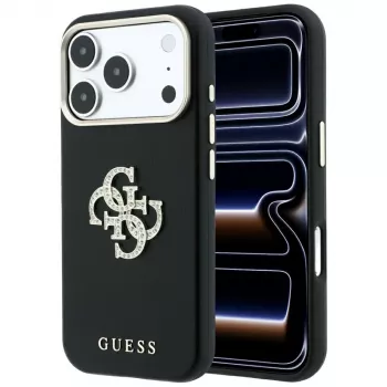 Guess ovitek Smooth & Big Strass Logo za iPhone 18 Pro Max / 17 Pro Max, črn