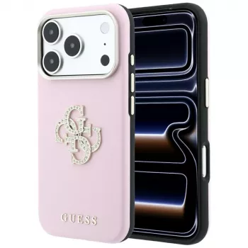 Guess ovitek Smooth & Big Strass Logo za iPhone 18 Pro Max / 17 Pro Max, roza