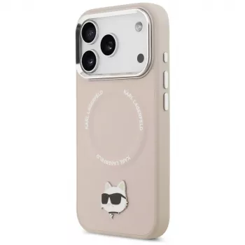 Karl Lagerfeld ovitek Choupette Pin MagSafe za iPhone 17 Pro, roza