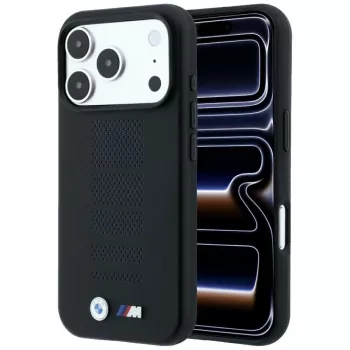 BMW M Blue Perfo Metal Logo ovitek MagSafe za iPhone 18 Pro / 17 Pro, črn