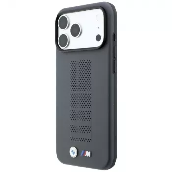 BMW M Blue Perfo Metal Logo ovitek MagSafe za iPhone 18 Pro / 17 Pro, siv