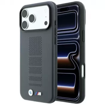 BMW M Blue Perfo Metal Logo ovitek MagSafe za iPhone 18 Pro Max / 17 Pro Max, siv