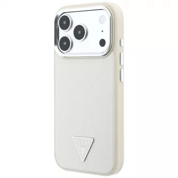 Guess ovitek Grained Triangle Logo MagSafe za iPhone 18 Pro Max / 17 Pro Max, bež