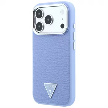 Guess Grained Triangle Logo ovitek MagSafe za iPhone 18 Pro Max / 17 Pro Max, moder