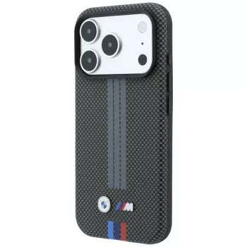 BMW M Quadrille Kevlar Tricolor Print Lines ovitek MagSafe za iPhone 18 Pro / 17 Pro, antracit