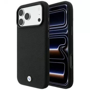 BMW Kevlar Metal Logo ovitek MagSafe za iPhone 18 Pro / 17 Pro, črn