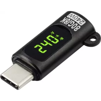 Renkforce USB-C® adapter [1x USB-C® vtič - 1x USB-C® vtičnica (Power Delivery)] LED prikaz polnjenja (napetost/tok/moč), 8K UHD