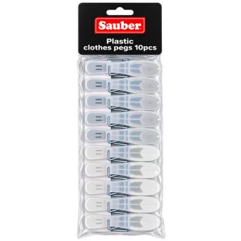Sauber plastični kavelj za perilo 10 kosov zelen/rumen/siv